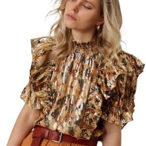 Ba&sh Gilda metallic ruffle top never worn